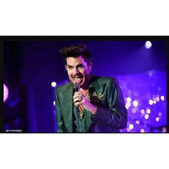 Edward Sexton Savile Row Custom Made for Adam Lambert Green Glitter 3Pc Suit 42L - Picture 2 of 14
